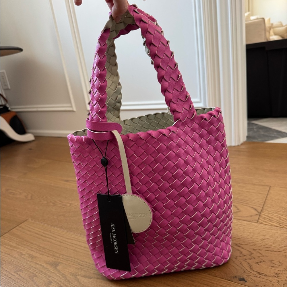 Ilse Jacobsen Reversible Mini Tote Bag - Azalea Pink Sand / Cream - NWT - Picture 3 of 9